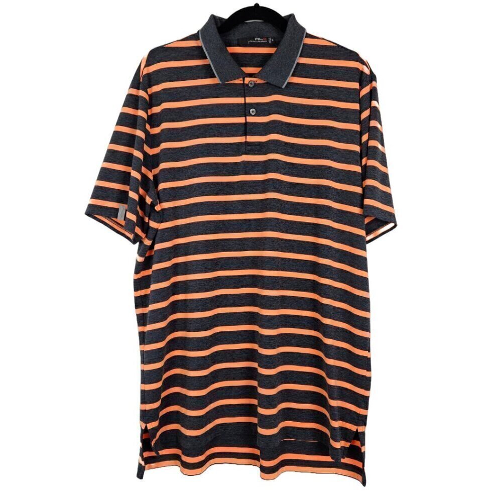 RLX Ralph Lauren Charcoal Gray/Orange Stripe Stretch Polyester Polo Shirt XL